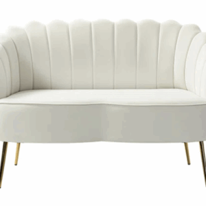 White velvet loveseat.